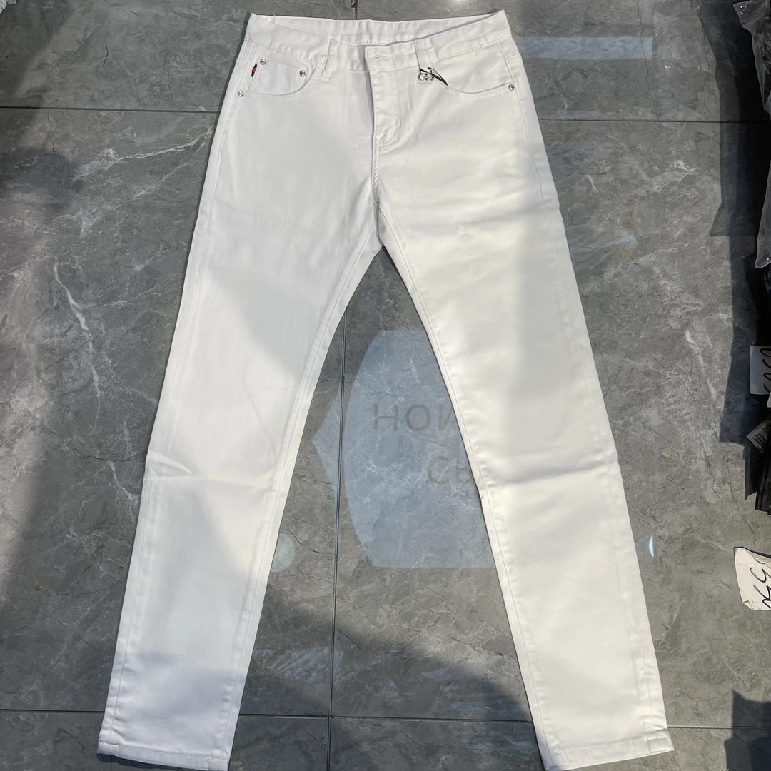1318CR欧货男装白色修身小牛仔