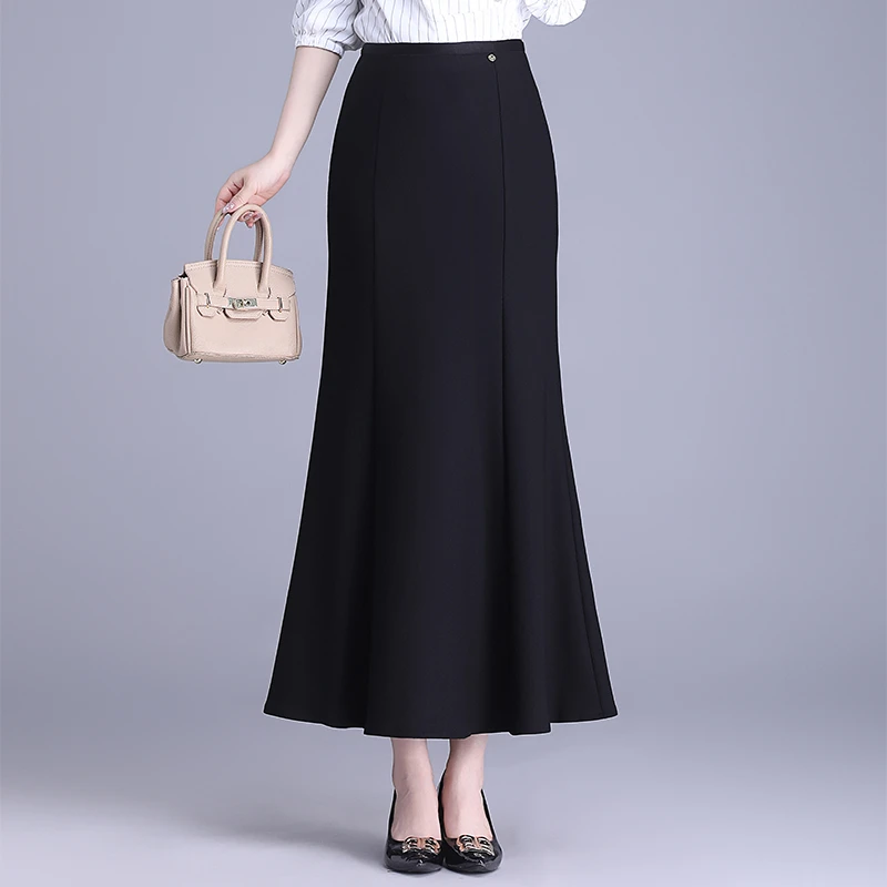 黑色鱼尾裙职业高腰2025年春秋新款包臀西装半身裙显瘦长裙女裙子