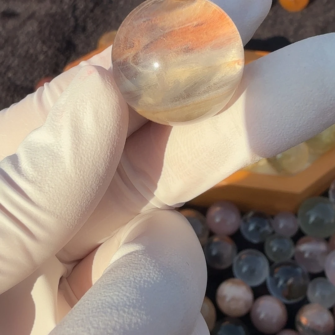 汤***麻珠宝半成品水晶未镶嵌兔毛20mm定制不退换