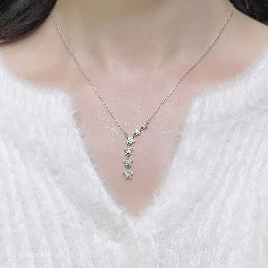 足银银制品 五星项链 气质 时尚小众简约甜美精致 134