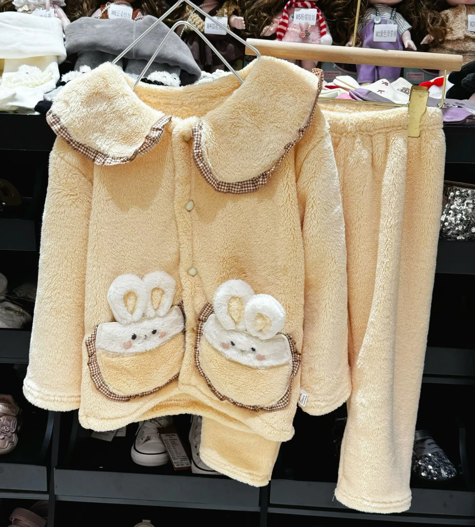 雏奇实体店高品质 冬款加厚珊瑚绒儿童家居服