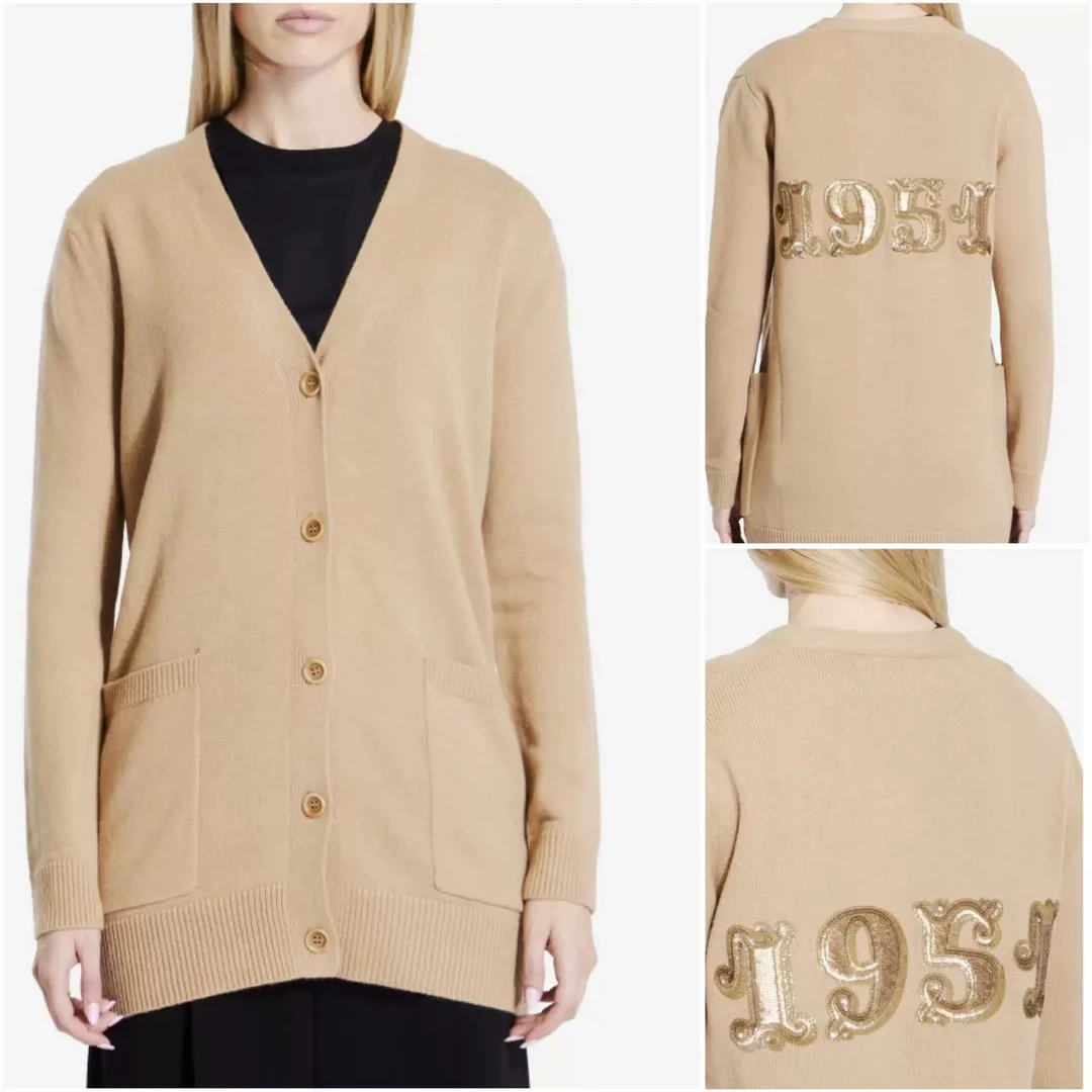 未使用 MaxMara 白标主线 villar 1951柔软羊绒羊毛圆领针织开衫