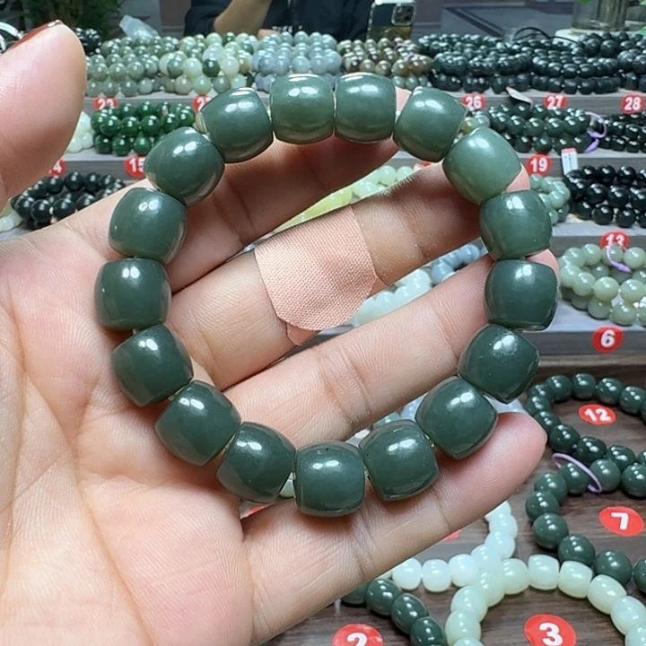 未镶嵌戒指和田玉新疆且末蓝直切卡12