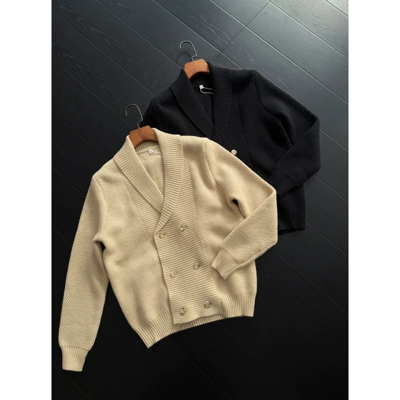 THON BERRY男士秋冬新款商务休闲保暖针织开衫青果领设计毛衣外套