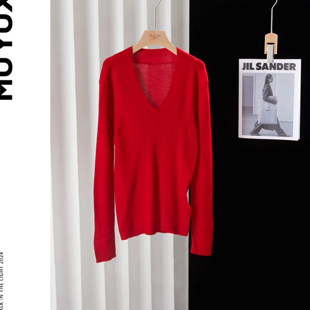 针织女毛针织衫羊绒混纺毛衫女装红色时尚网红