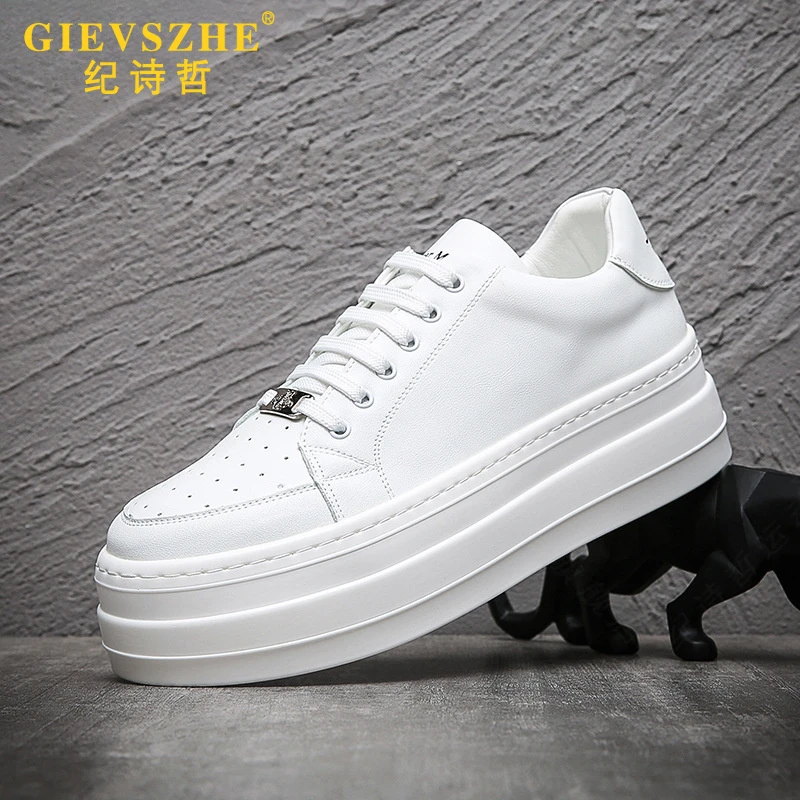 纪诗哲板鞋男款休闲百搭小白鞋新款轻奢增高松糕鞋透气时尚男鞋