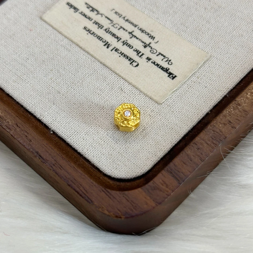 999足金5G工艺黄金镶嵌点钻隔珠