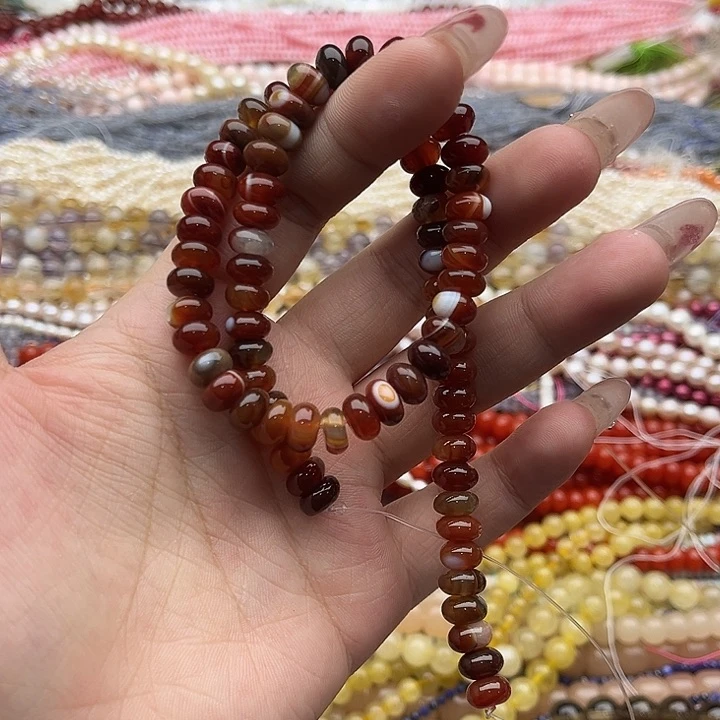 玛瑙/玉髓珠宝半成品未镶嵌一条8.5mm左右蚕丝玛瑙算盘珠