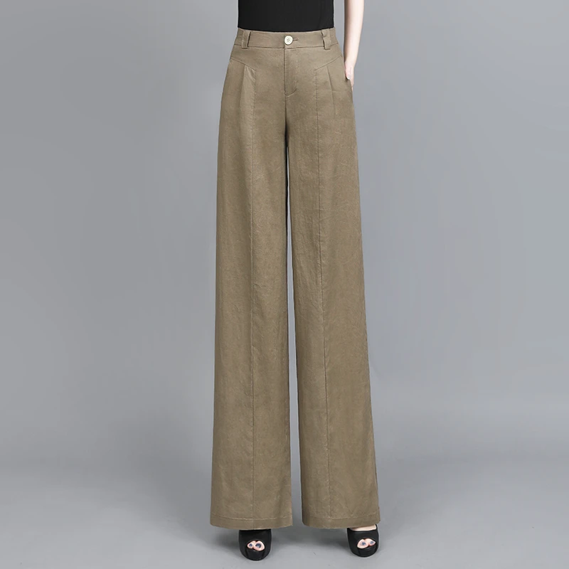 亚麻阔腿裤女夏季薄款高端棉麻直筒裤2025新款夏天女士麻料长裤子