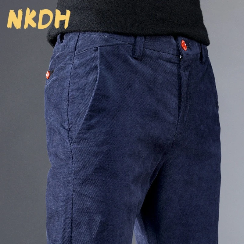NKDH新款男士秋冬灯芯绒男裤丝绒加厚修身适合小脚韩式时尚