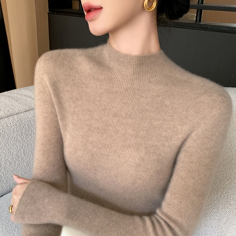 【一线成衣】DZ秋冬新款柔软顺滑长袖百搭针织修身抽条厚款女式
