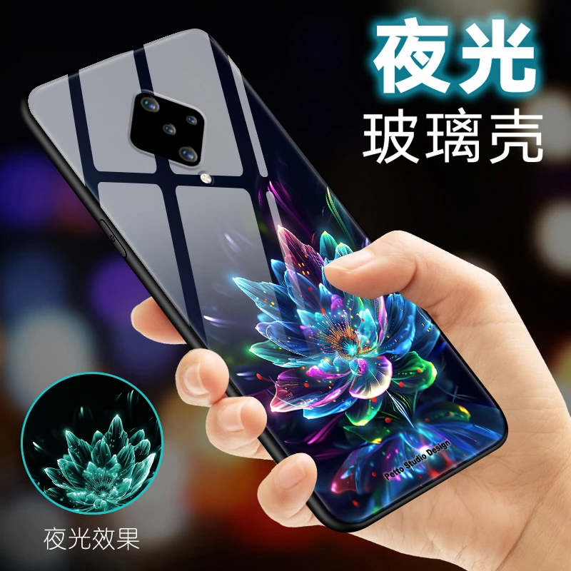 夜光花朵适用vivoy9s手机壳y7s玻璃y5女款Y10优美vivo防摔超薄挂