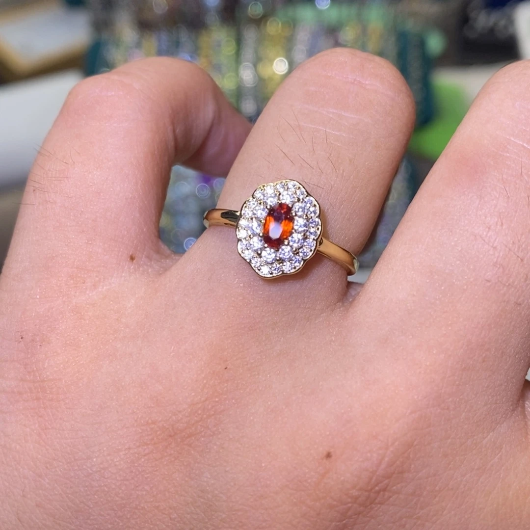 石榴石（芬达石）戒指银S925镶嵌