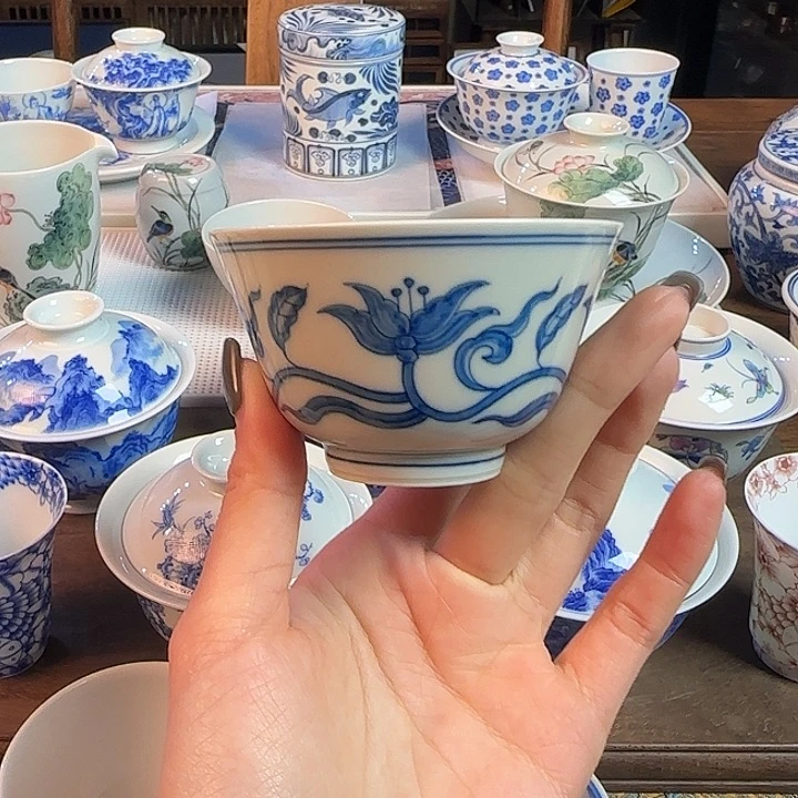 名窑口 花卉杯宫碗杯放漏放漏