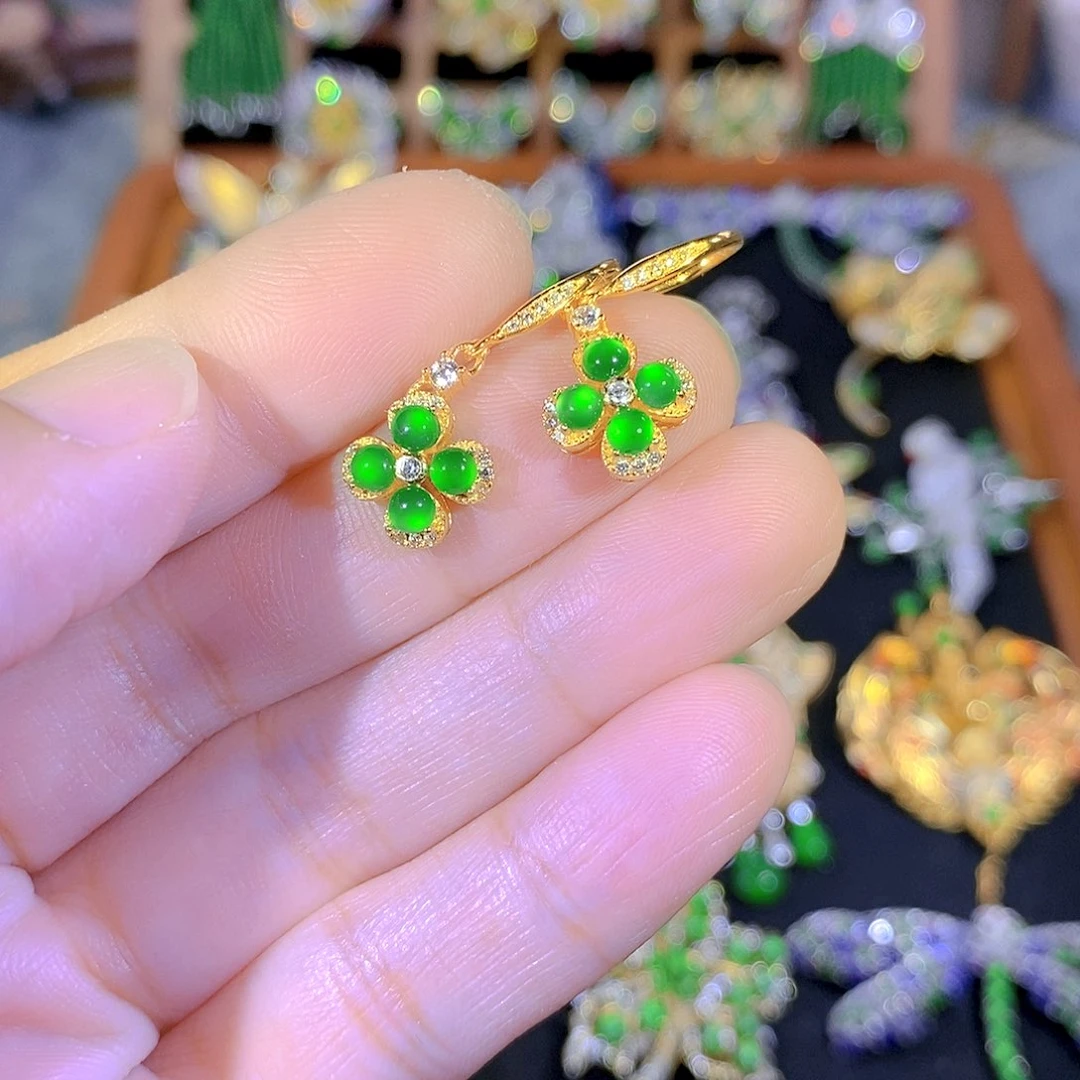 吊坠(不含链)银S925镶嵌翡翠