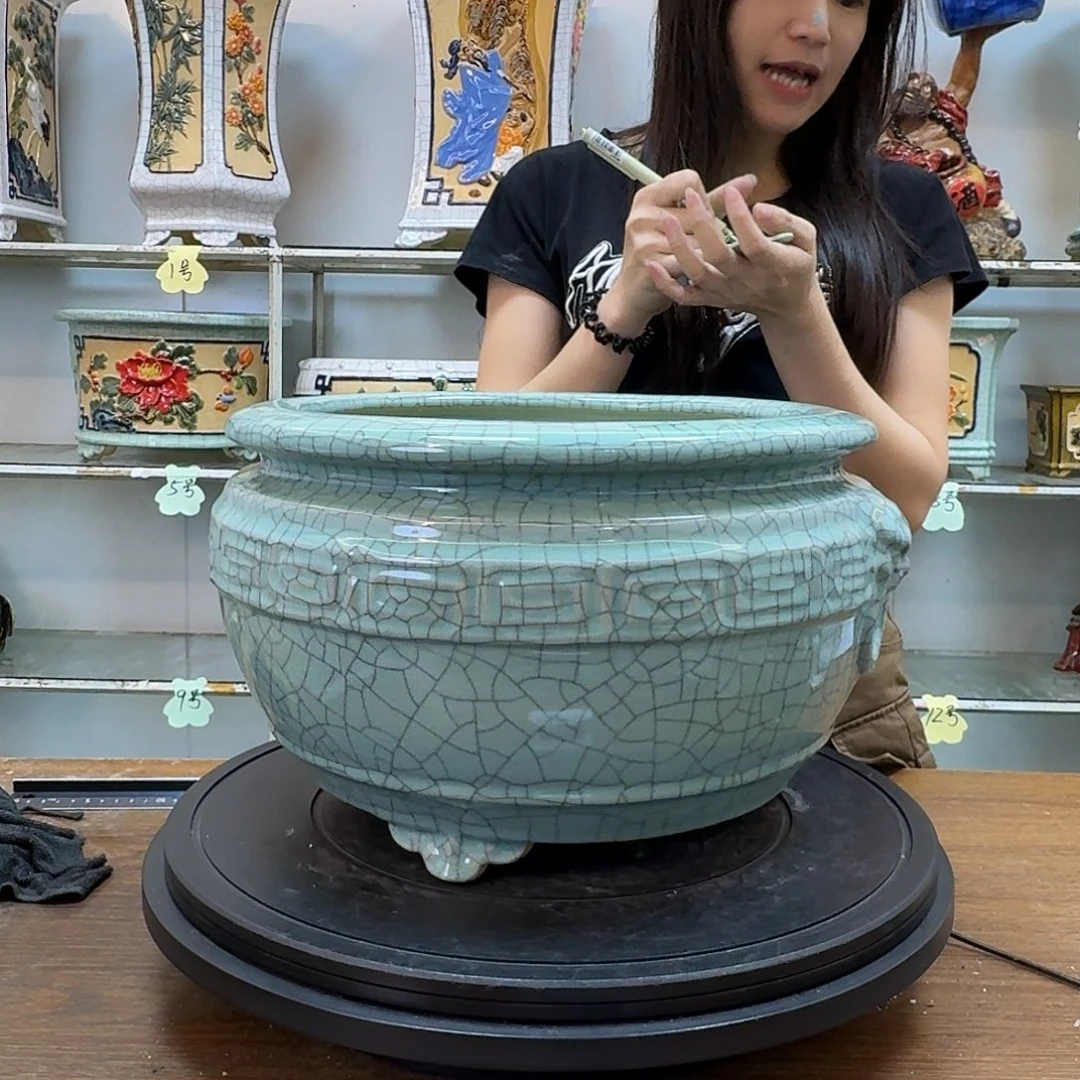 G***G无花朵石湾盆内径26×17