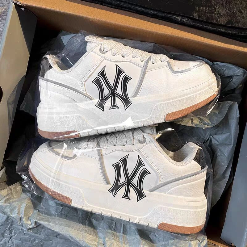 【高版本】官方正品纽约洋基队小白鞋男女款真皮厚底增高运动板鞋子