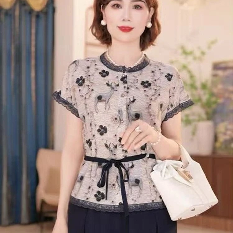 2025新款洋气中年女装两件套中年妈妈国风夏季女装套装新中式上衣