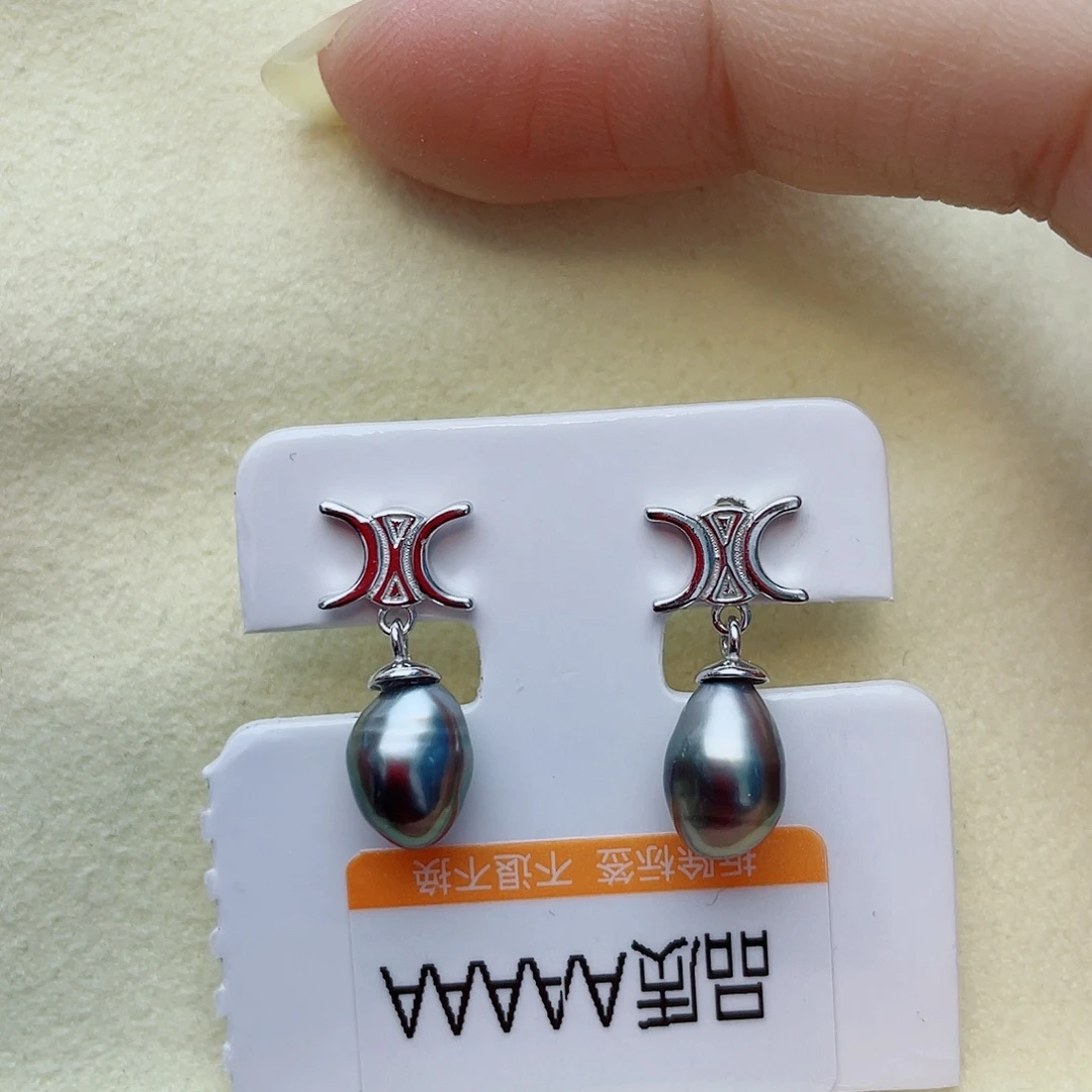 银S925镶嵌耳饰海水珍珠w17