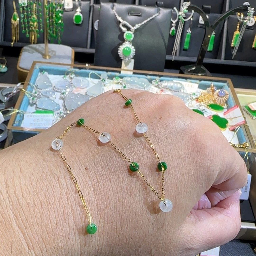 翡翠18K金镶嵌颈饰手链