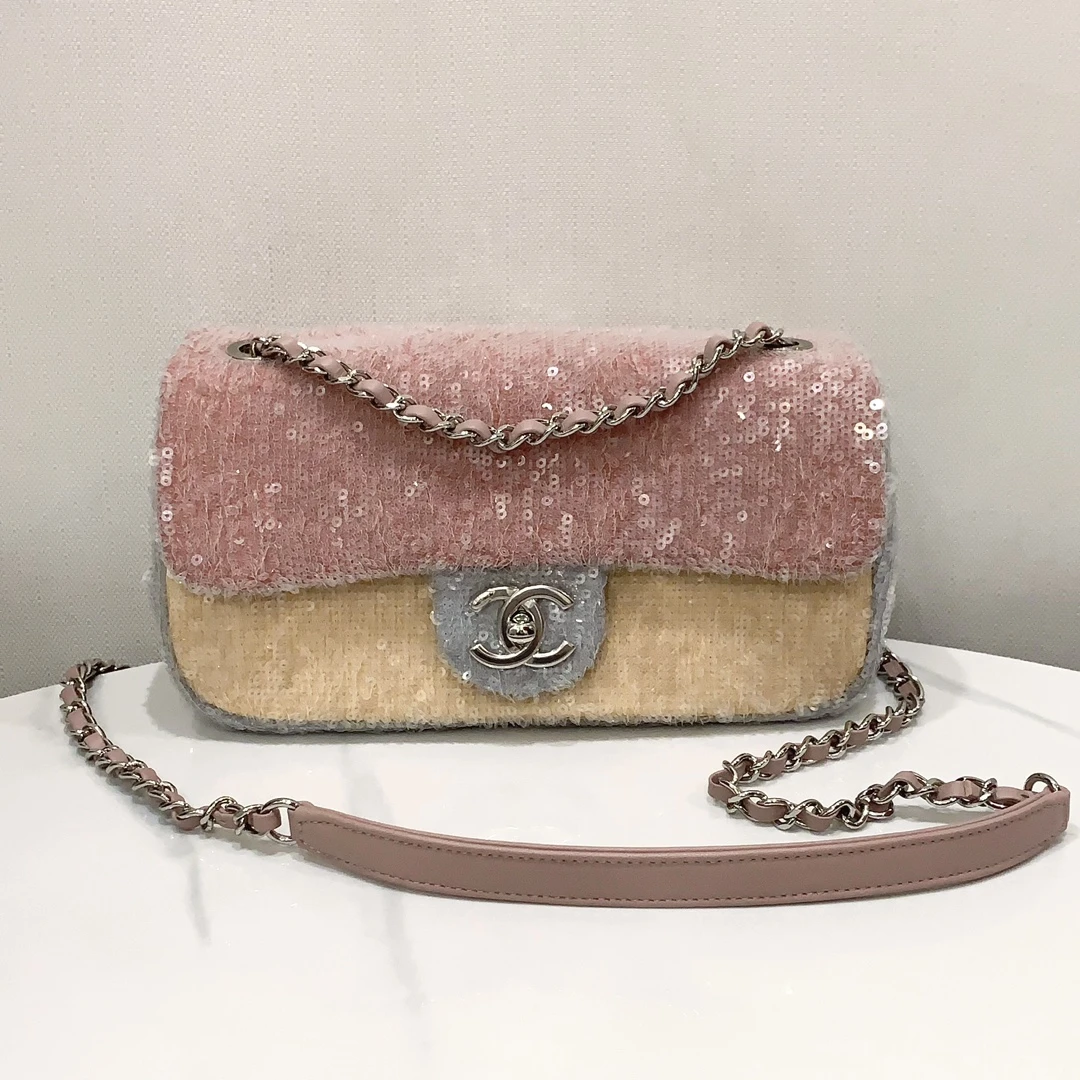 99新 Chanel/香奈儿 蔚蓝/彩虹亮片cf 小号 单肩包
