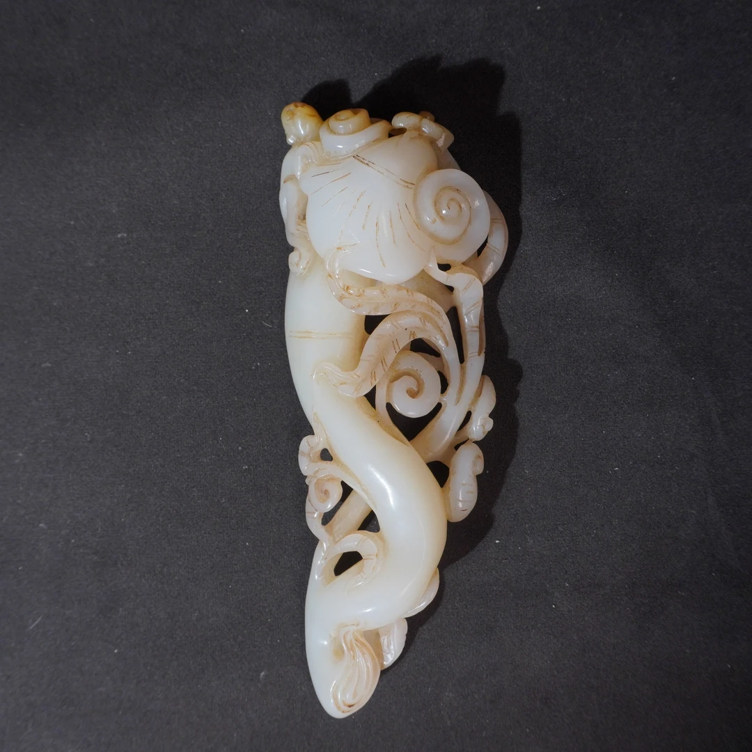 4SYN9 清  和田玉 人参如意摆件