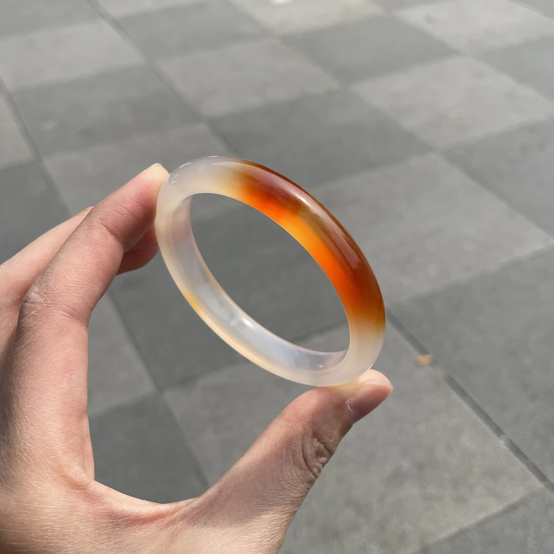 圈口55+正圈白底红一口糖飘纹飘糖-玛瑙
