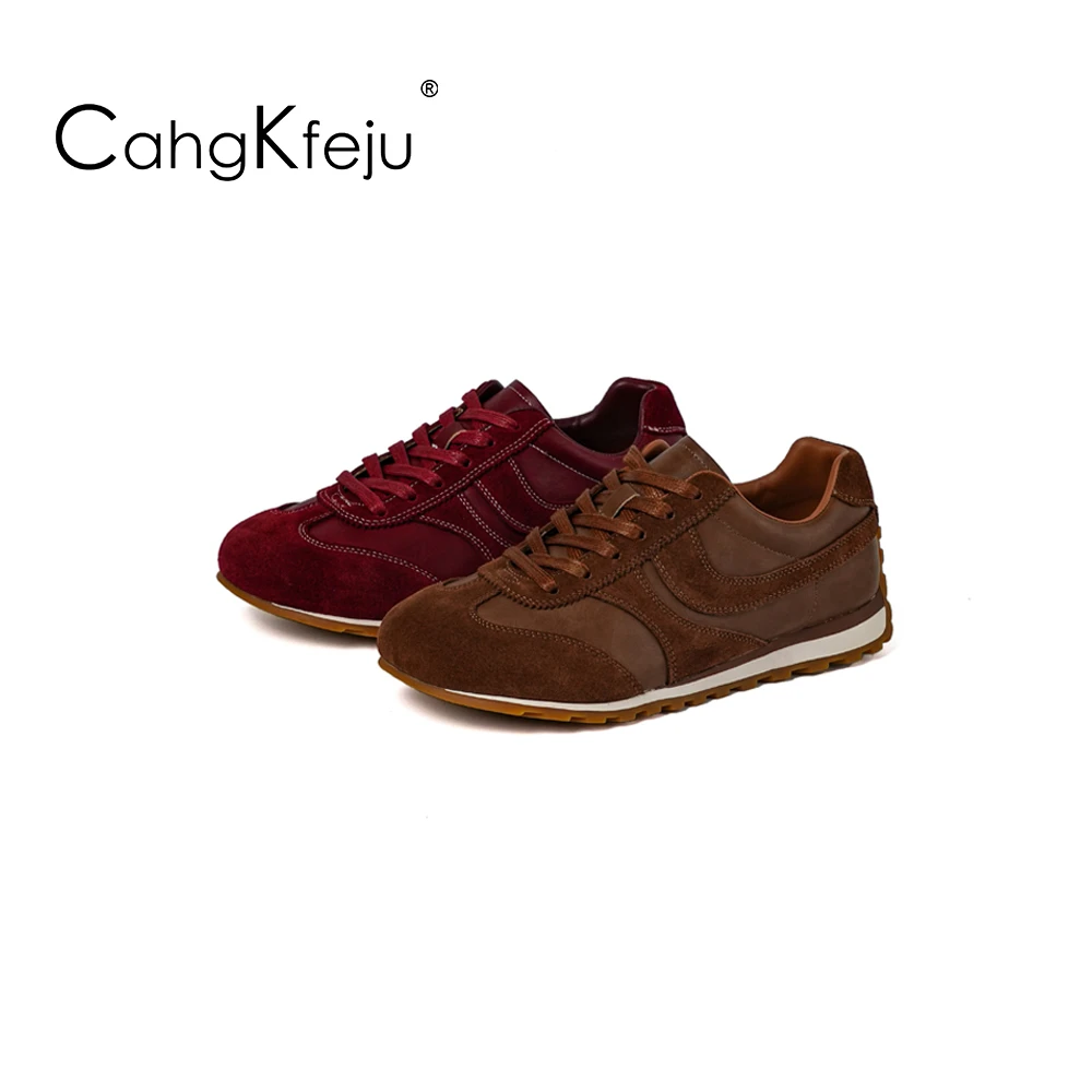 CahgKfeju复古德训美拉德风小个子内增高百搭显脚小休闲运动板鞋