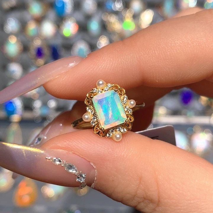 欧泊欧泊戒指t银S925镶嵌