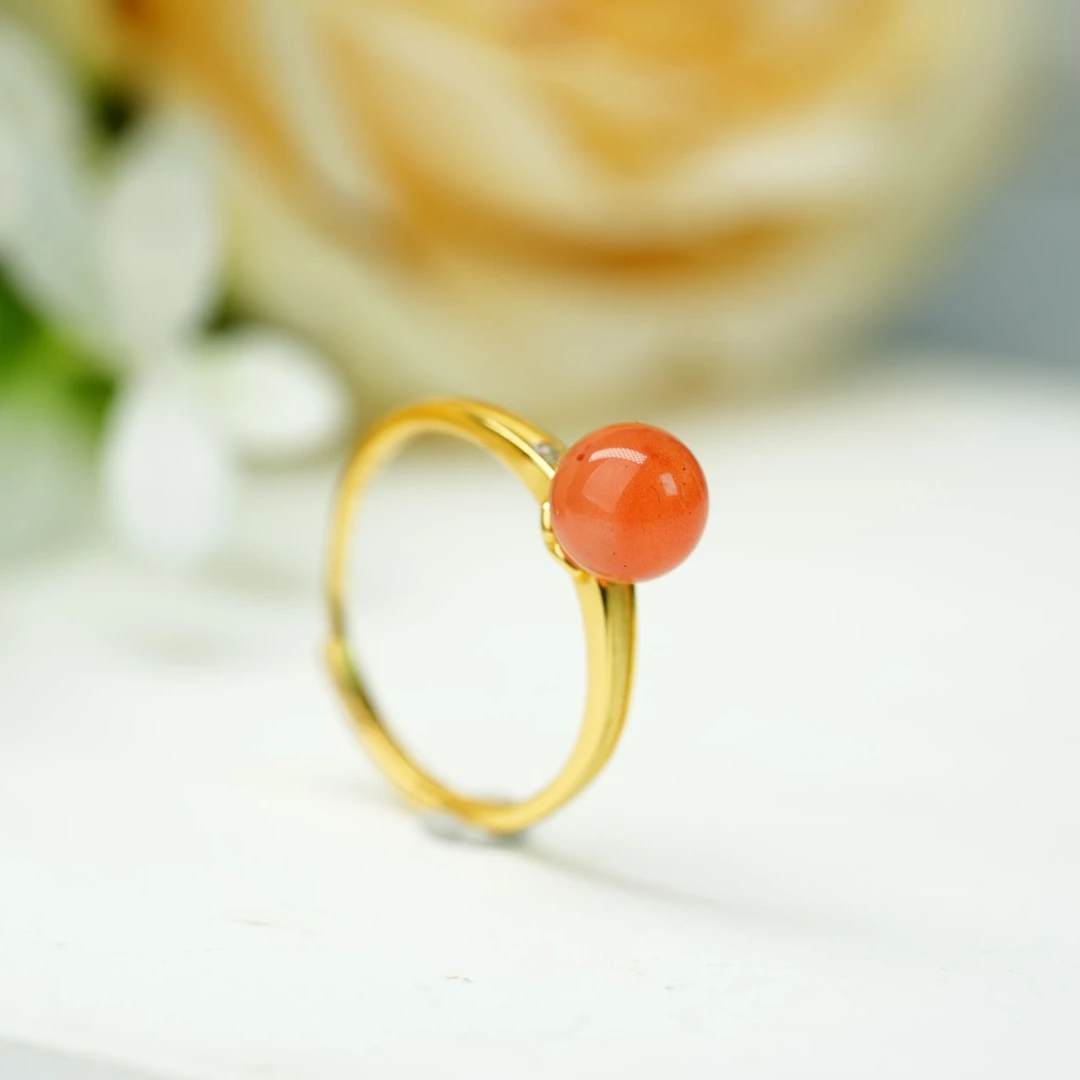 【小北好物】S925银南红戒指约7mm【多样性发一件】2QH258X40