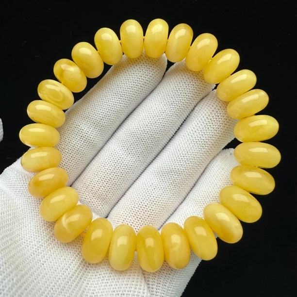 G1784天然蜜蜡 鸡油黄算盘单圈13mm 支持复检 假一罚四