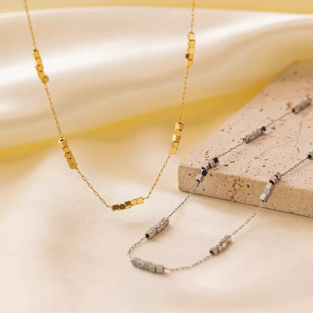 钛钢项链 【T909】钛钢时尚复古百搭高级ins碎银子项链锁骨链小众