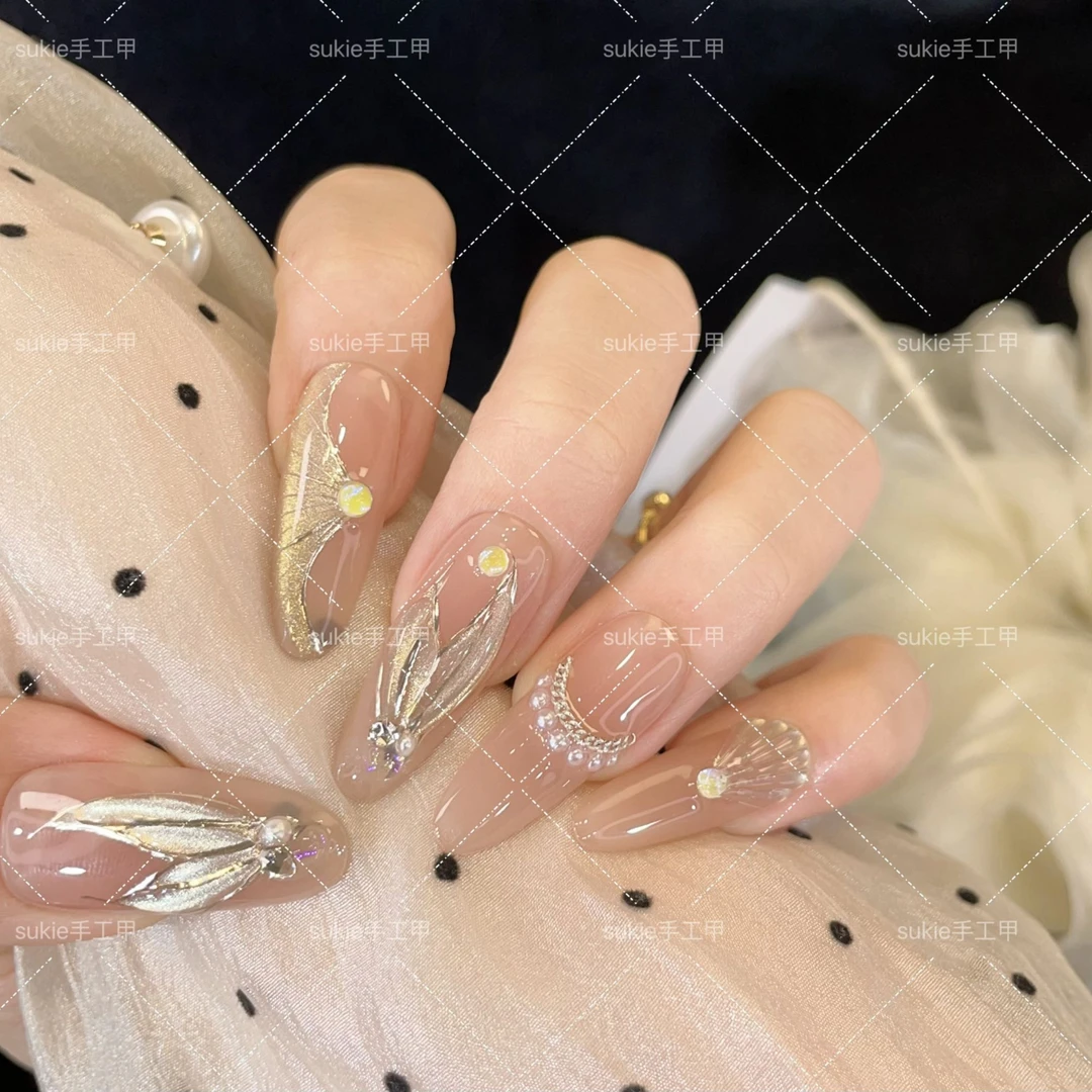 【金色传说】猫眼春夏季温柔款设计穿戴甲温柔纯手工气质纯欲ins风