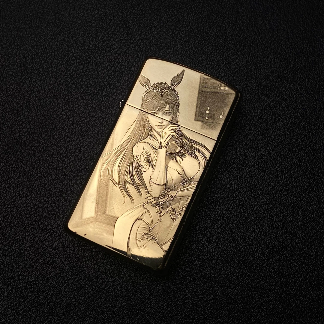 ZORRO佐罗909s小舞原铜精雕美女纤巧机便携送礼盘玩煤油打火机