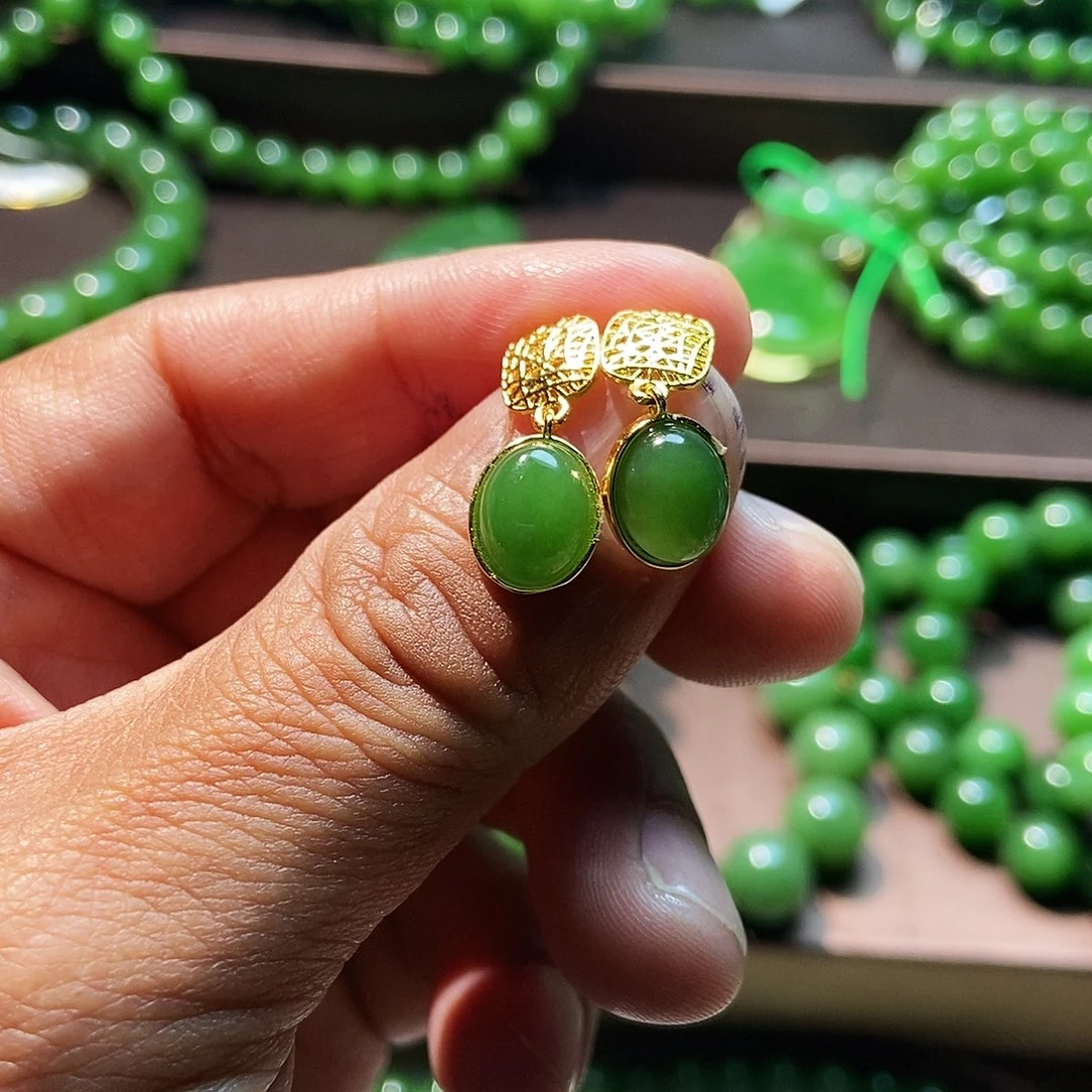 和田玉（碧玉）银S925镶嵌手链