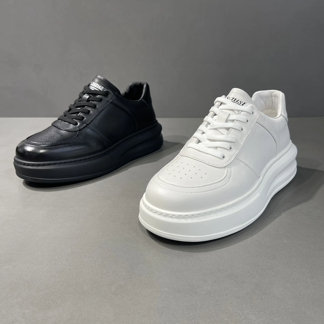 欧丽龙潮鞋男鞋头层牛皮牛皮小白鞋真皮运动休闲鞋厚底超轻板鞋男