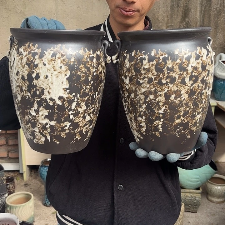 红陶侘寂风两个口径20高度25