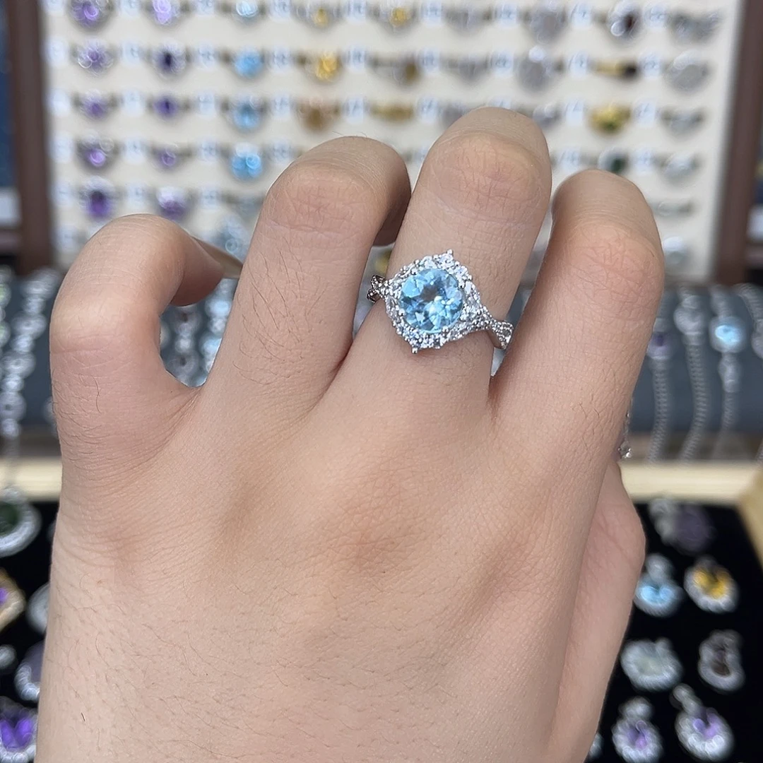 银S925镶嵌戒指托帕石