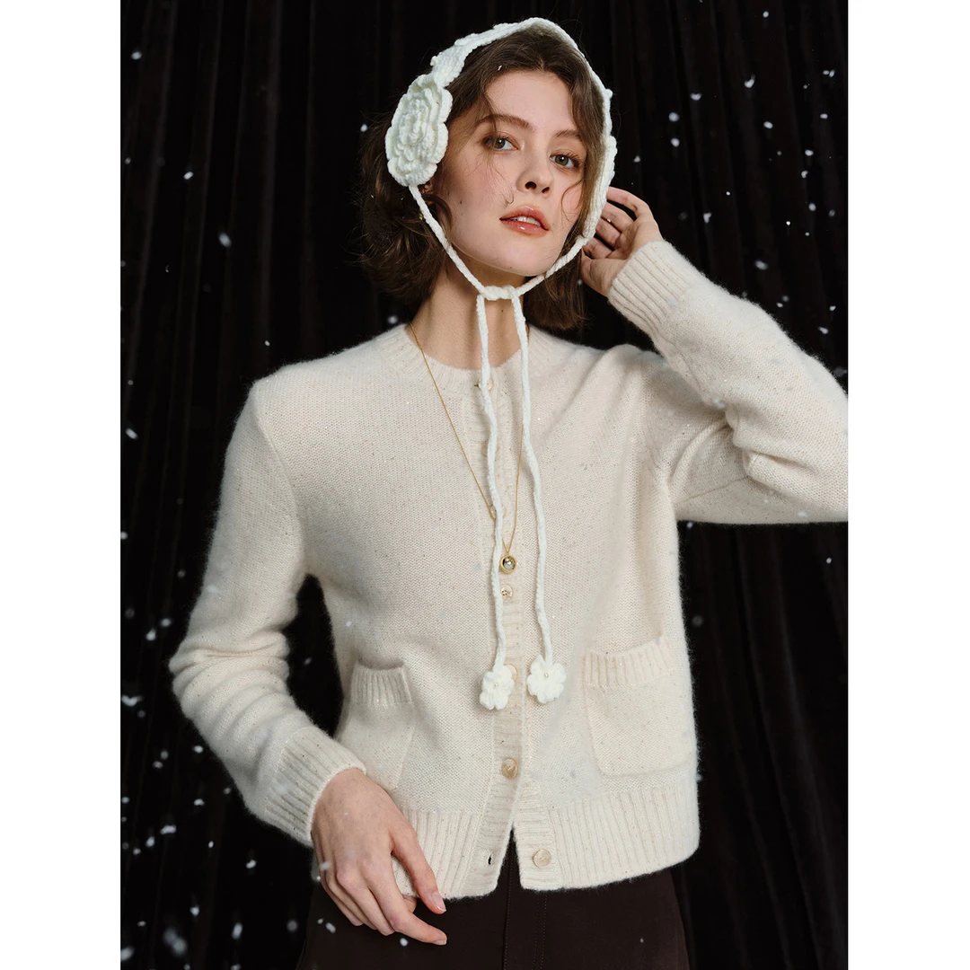 小岛微风“珠片开衫”Topline丝羊绒珠片针织开衫外套M54KS0177