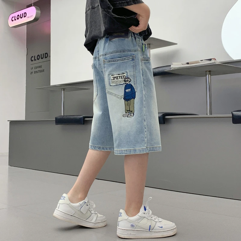 男童夏装裤子小孩2025新款儿童夏季牛仔七分裤大童帅气五分裤夏天