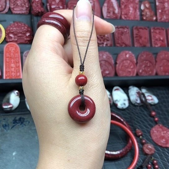 含辰砂工艺品平安扣手机扣