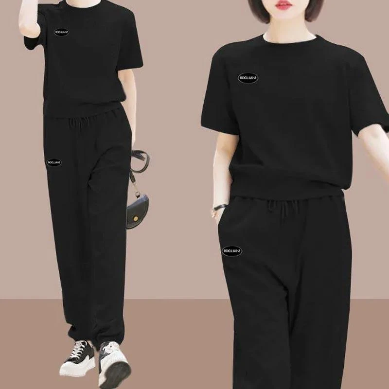 纯棉运动服套装女士2025夏季新款休闲时尚两件套洋气减龄时髦大码