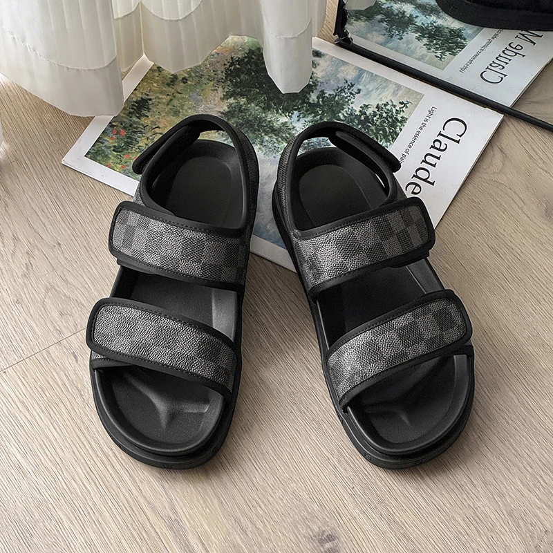 凉鞋男夏季外穿2025新款防滑户外休闲沙滩鞋开车两用魔术贴凉拖鞋