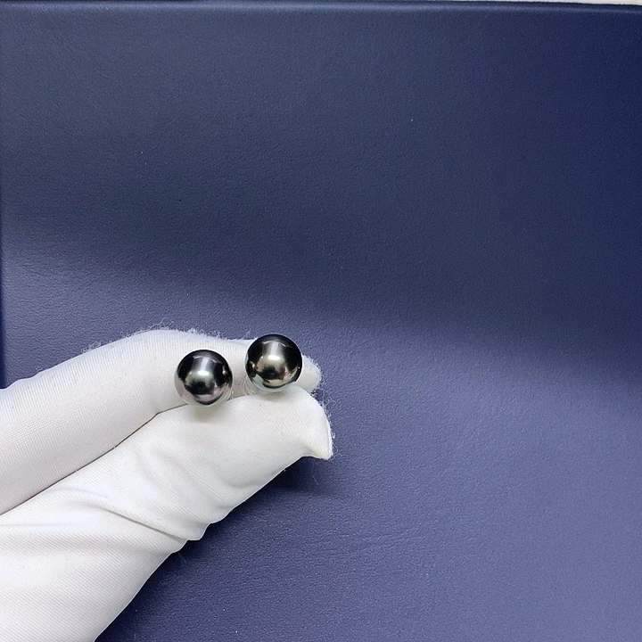 18K金镶嵌海水珍珠耳钉9-10