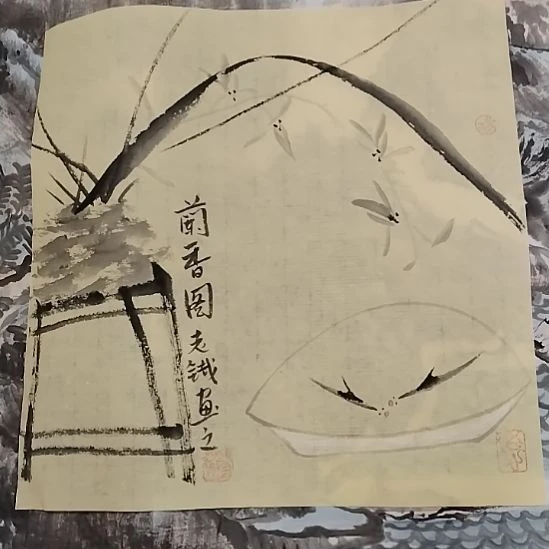 老铁老师作品，约33乘33厘米，有轻微折痕