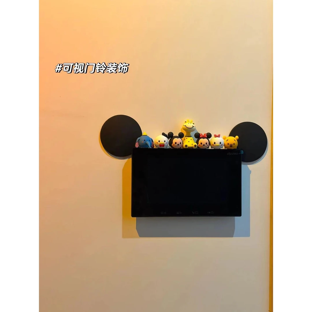 玄关可视对讲门铃diy米奇耳朵遮挡装饰品遮丑卡通摆件