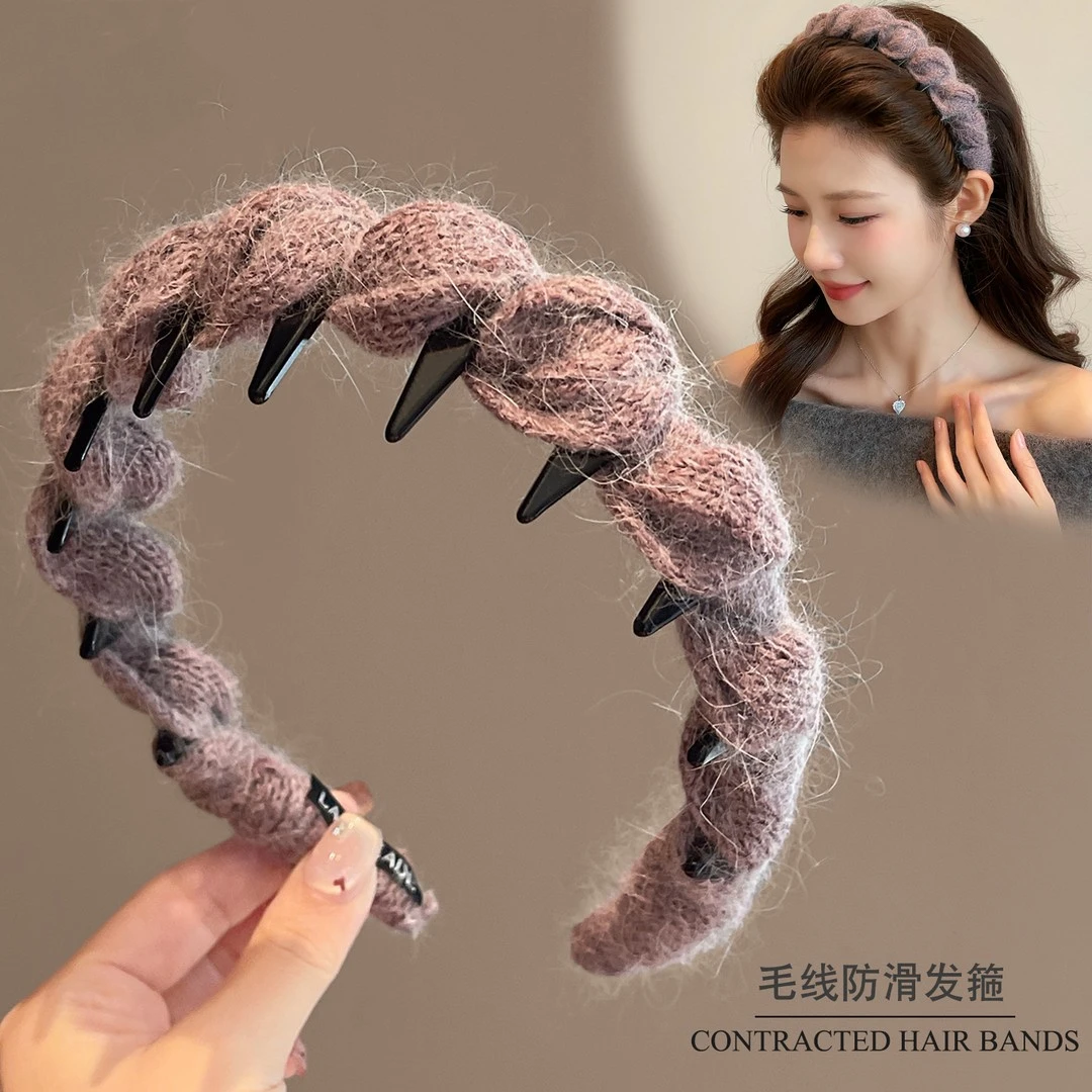 秋冬针织毛线发箍女款2025新款高颅顶洗脸专用头箍压发卡发捆头饰