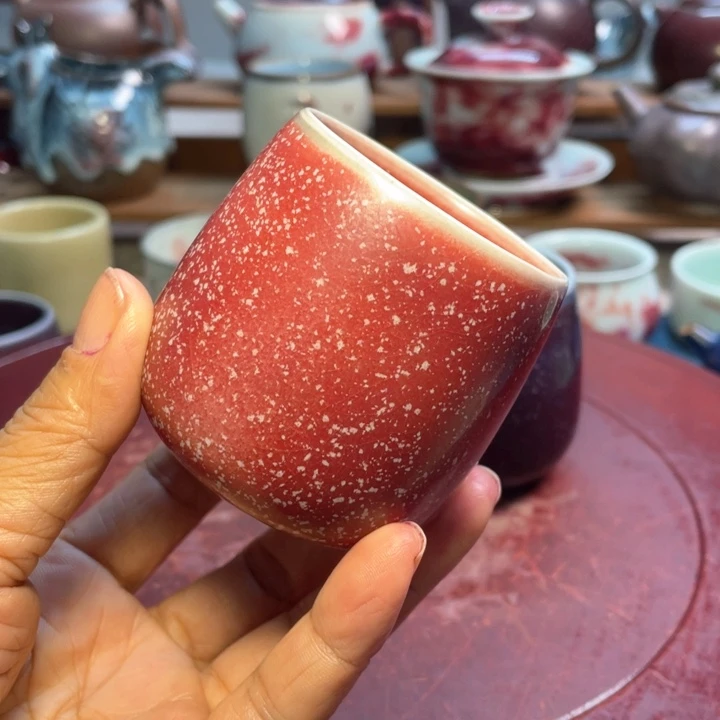 摆件钧瓷柿叶红闻香杯