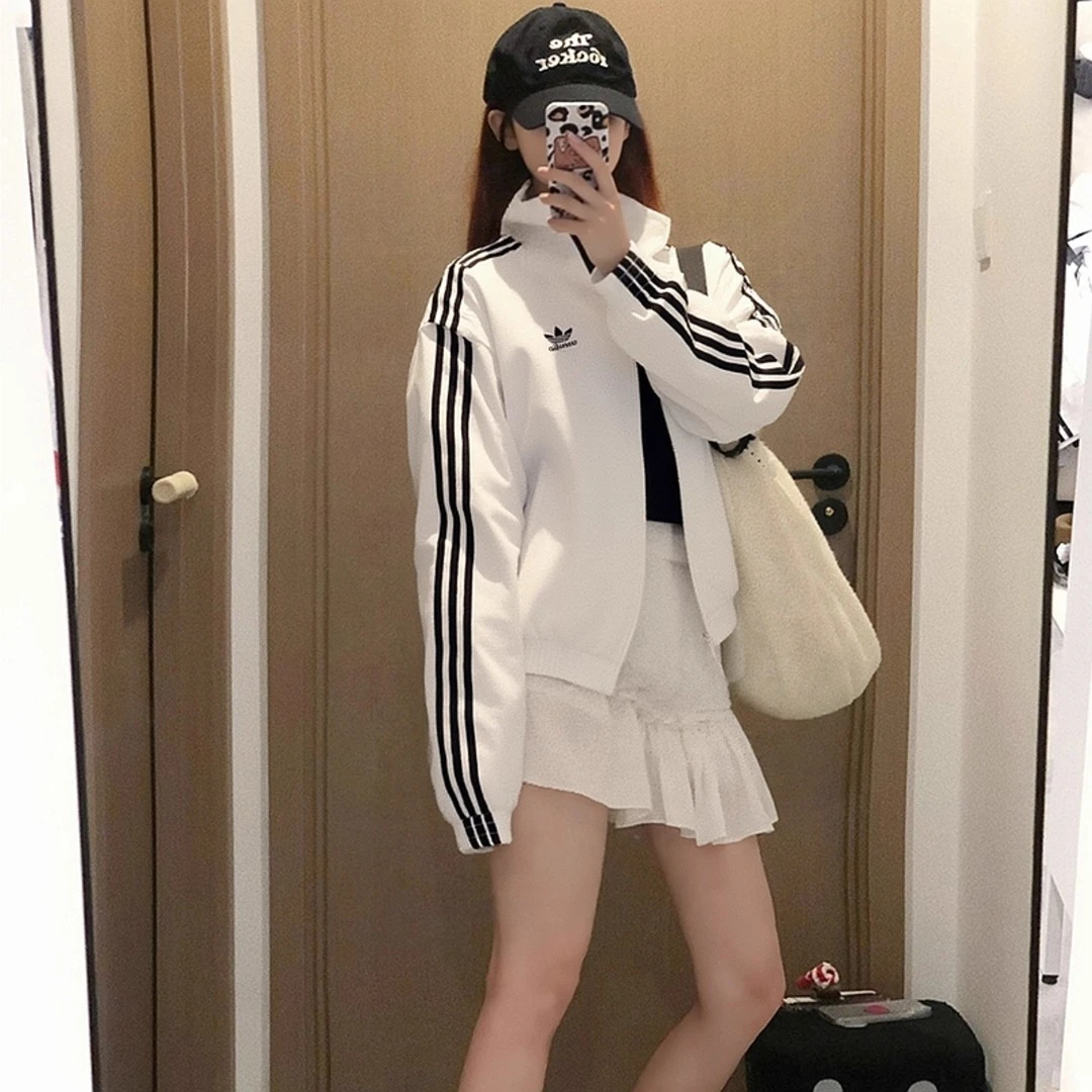 【流光风】阿迪达斯三叶草薄款外套男女复古立领运动宽松夹克JY1328