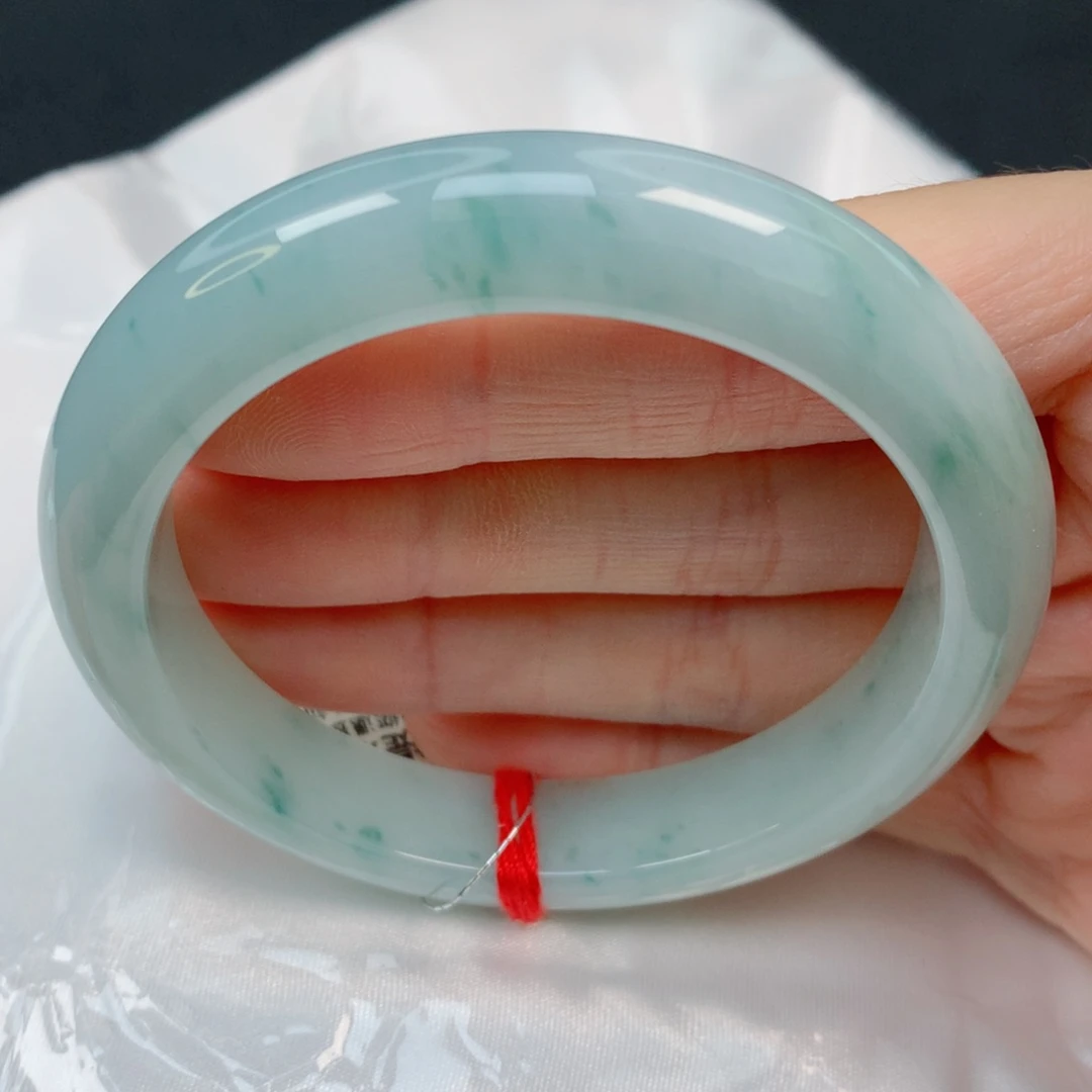 未镶嵌手镯翡翠54.7正圈，秀气小飘花，完整，05